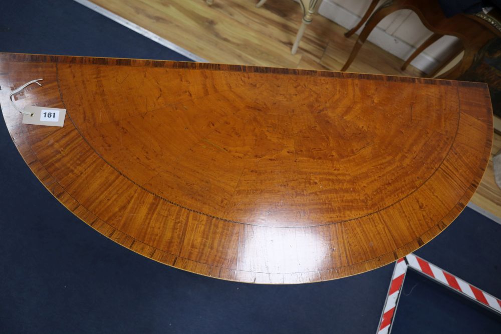 An Edwardian satinwood demi-lune console table, width 113cm height 77cm